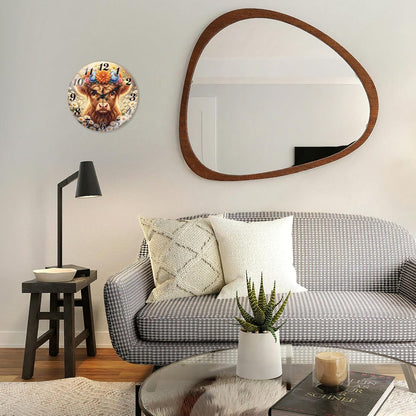 Lemon Wall Clocks Battery Operated, 12" Round Clock | Non Ticking Decorative Clock, Ocean Pattern Glass Design for Living Room, Kitchen, Bedroom & Bathroom Decor