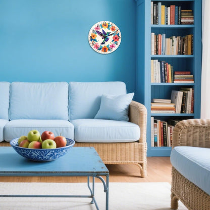 Lemon Wall Clocks Battery Operated, 12" Round Clock | Non Ticking Decorative Clock, Ocean Pattern Glass Design for Living Room, Kitchen, Bedroom & Bathroom Decor