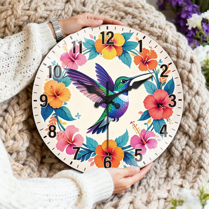 Lemon Wall Clocks Battery Operated, 12" Round Clock | Non Ticking Decorative Clock, Ocean Pattern Glass Design for Living Room, Kitchen, Bedroom & Bathroom Decor