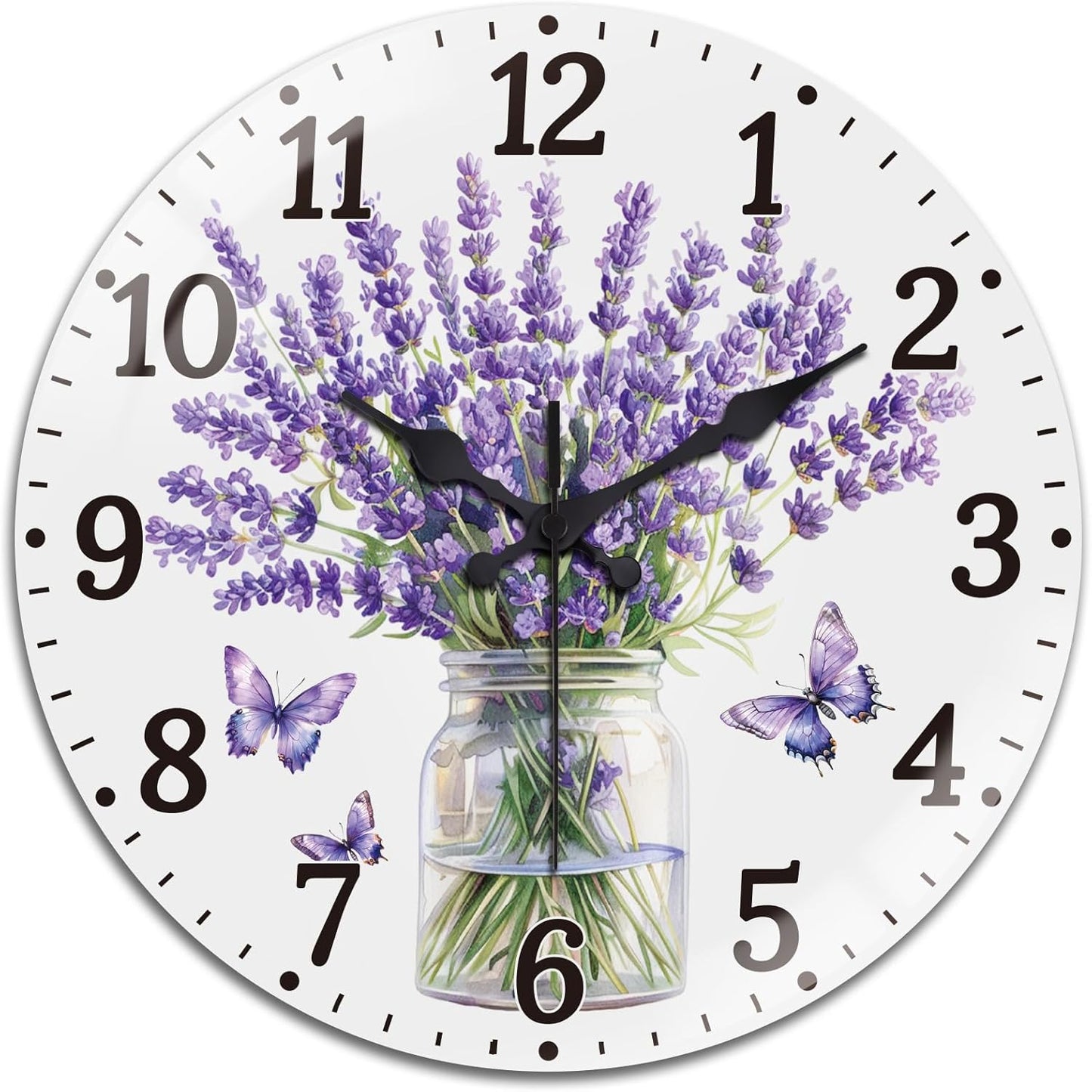 Lemon Wall Clocks Battery Operated, 12" Round Clock | Non Ticking Decorative Clock, Ocean Pattern Glass Design for Living Room, Kitchen, Bedroom & Bathroom Decor