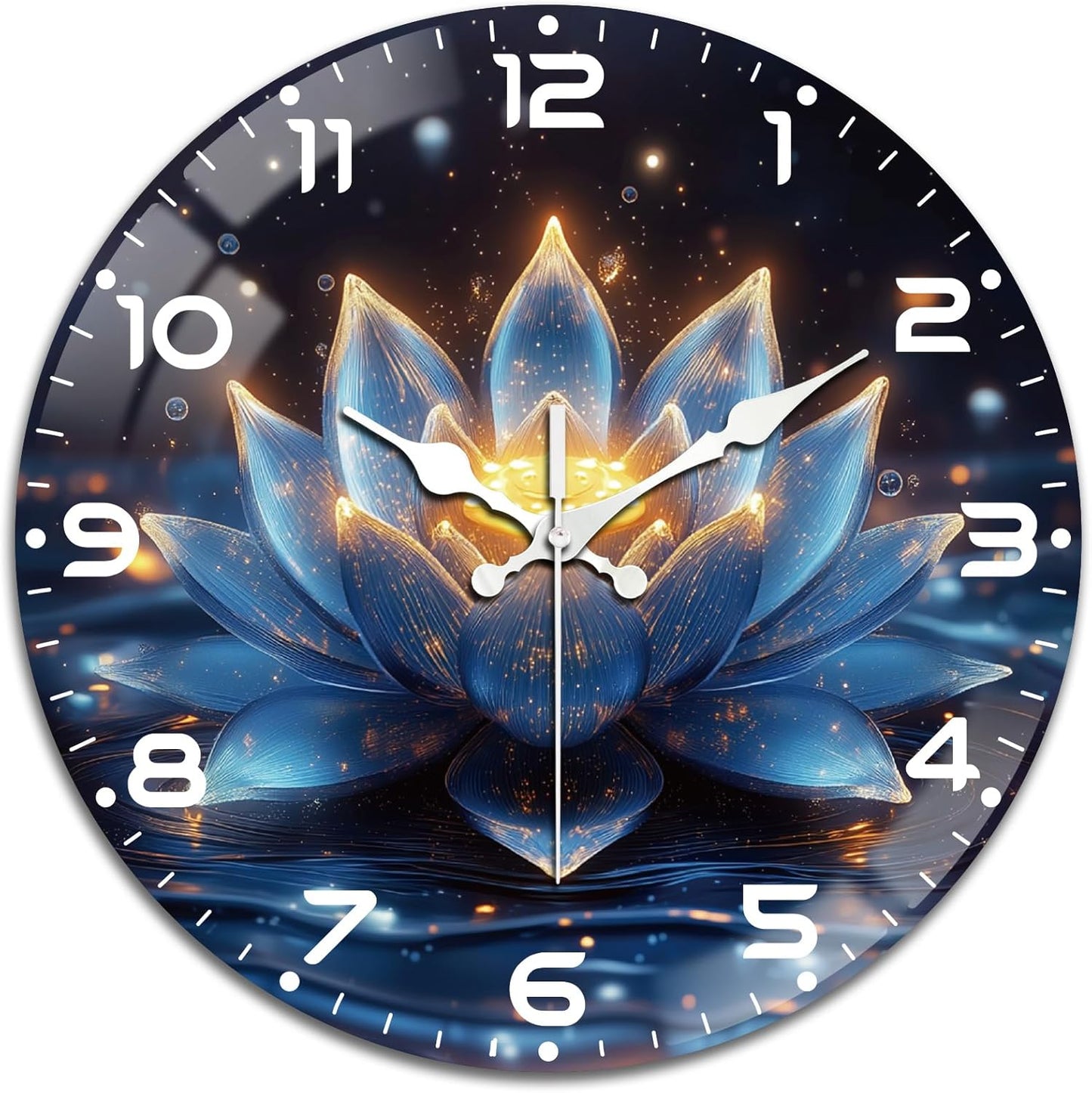Lemon Wall Clocks Battery Operated, 12" Round Clock | Non Ticking Decorative Clock, Ocean Pattern Glass Design for Living Room, Kitchen, Bedroom & Bathroom Decor