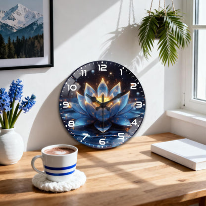 Lemon Wall Clocks Battery Operated, 12" Round Clock | Non Ticking Decorative Clock, Ocean Pattern Glass Design for Living Room, Kitchen, Bedroom & Bathroom Decor
