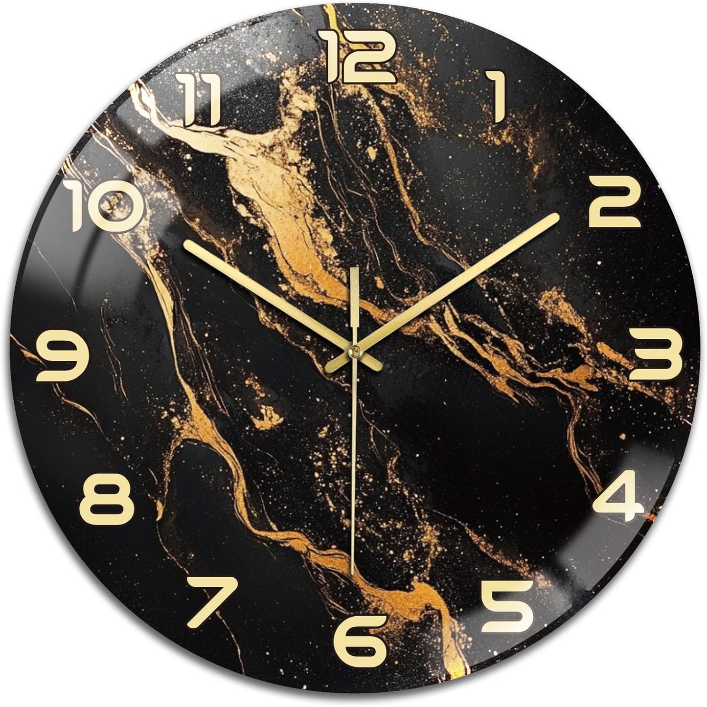 Lemon Wall Clocks Battery Operated, 12" Round Clock | Non Ticking Decorative Clock, Ocean Pattern Glass Design for Living Room, Kitchen, Bedroom & Bathroom Decor