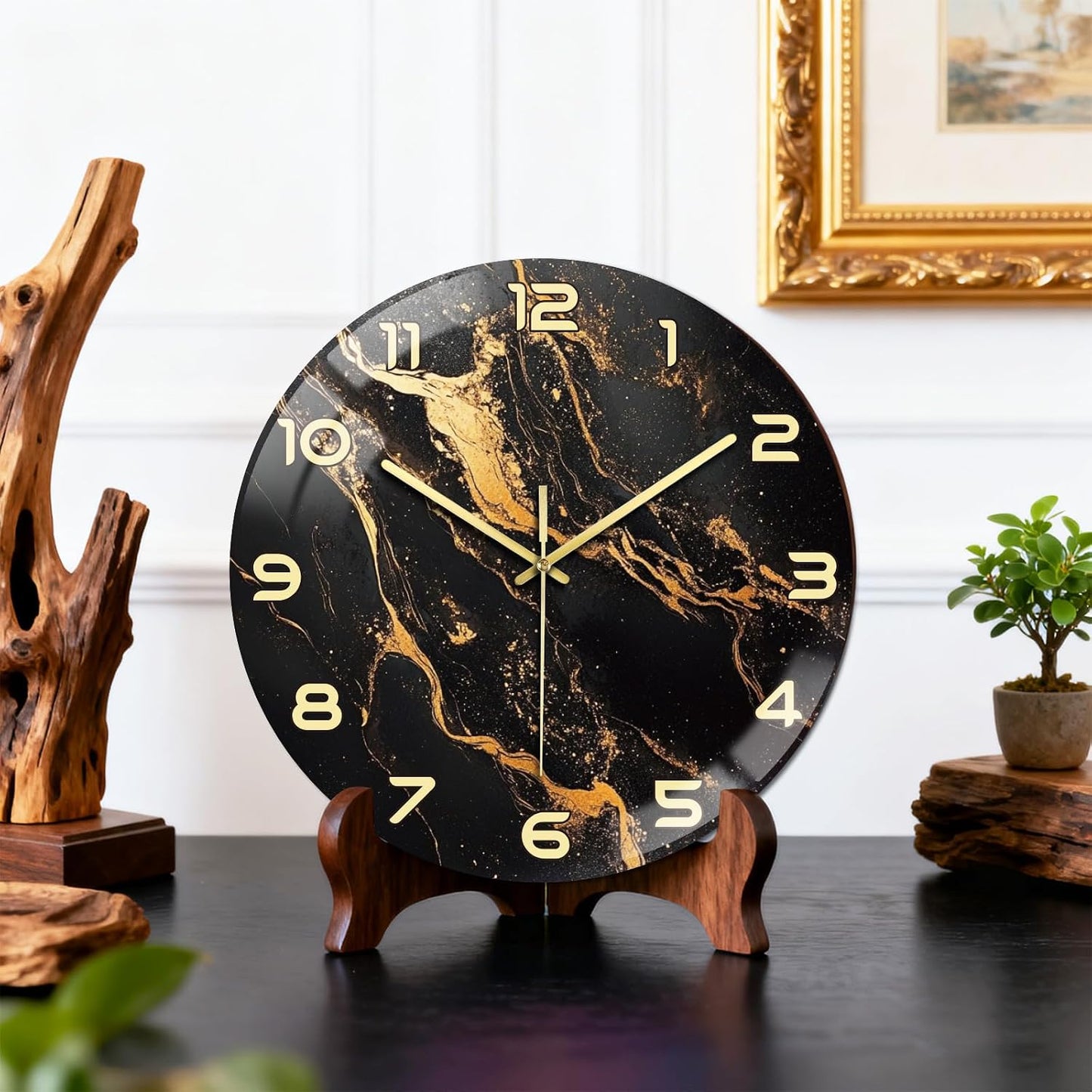 Lemon Wall Clocks Battery Operated, 12" Round Clock | Non Ticking Decorative Clock, Ocean Pattern Glass Design for Living Room, Kitchen, Bedroom & Bathroom Decor