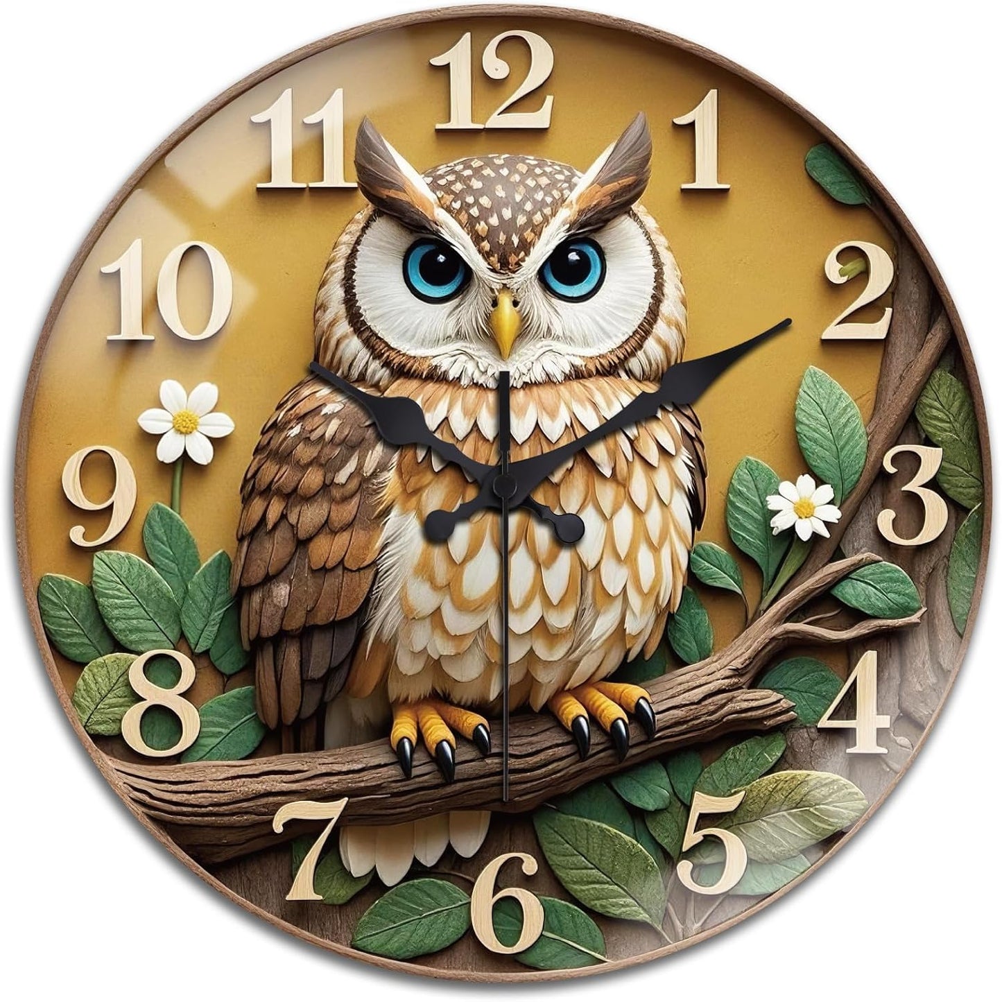 Lemon Wall Clocks Battery Operated, 12" Round Clock | Non Ticking Decorative Clock, Ocean Pattern Glass Design for Living Room, Kitchen, Bedroom & Bathroom Decor