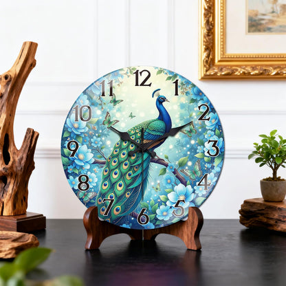 Lemon Wall Clocks Battery Operated, 12" Round Clock | Non Ticking Decorative Clock, Ocean Pattern Glass Design for Living Room, Kitchen, Bedroom & Bathroom Decor