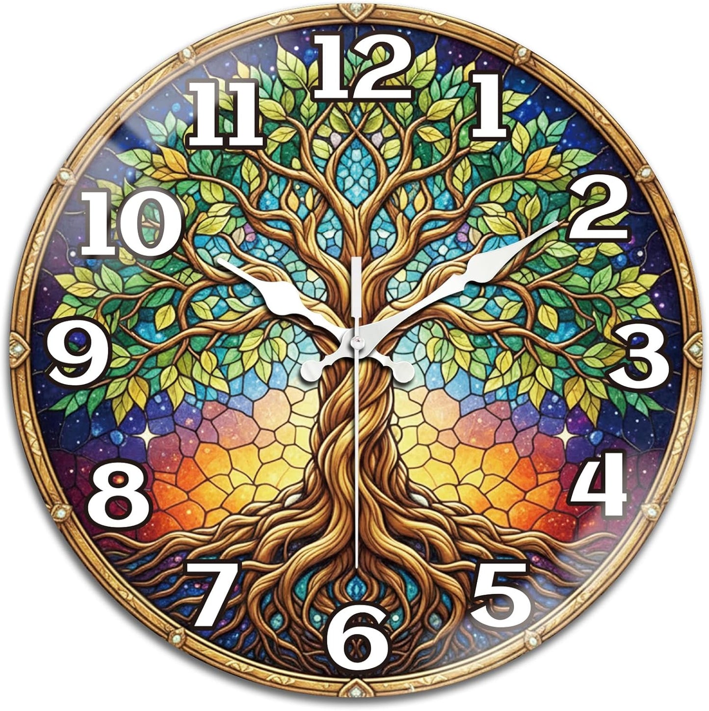 Lemon Wall Clocks Battery Operated, 12" Round Clock | Non Ticking Decorative Clock, Ocean Pattern Glass Design for Living Room, Kitchen, Bedroom & Bathroom Decor