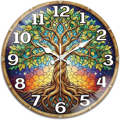 Lemon Wall Clocks Battery Operated, 12" Round Clock | Non Ticking Decorative Clock, Ocean Pattern Glass Design for Living Room, Kitchen, Bedroom & Bathroom Decor
