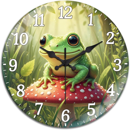 Lemon Wall Clocks Battery Operated, 12" Round Clock | Non Ticking Decorative Clock, Ocean Pattern Glass Design for Living Room, Kitchen, Bedroom & Bathroom Decor