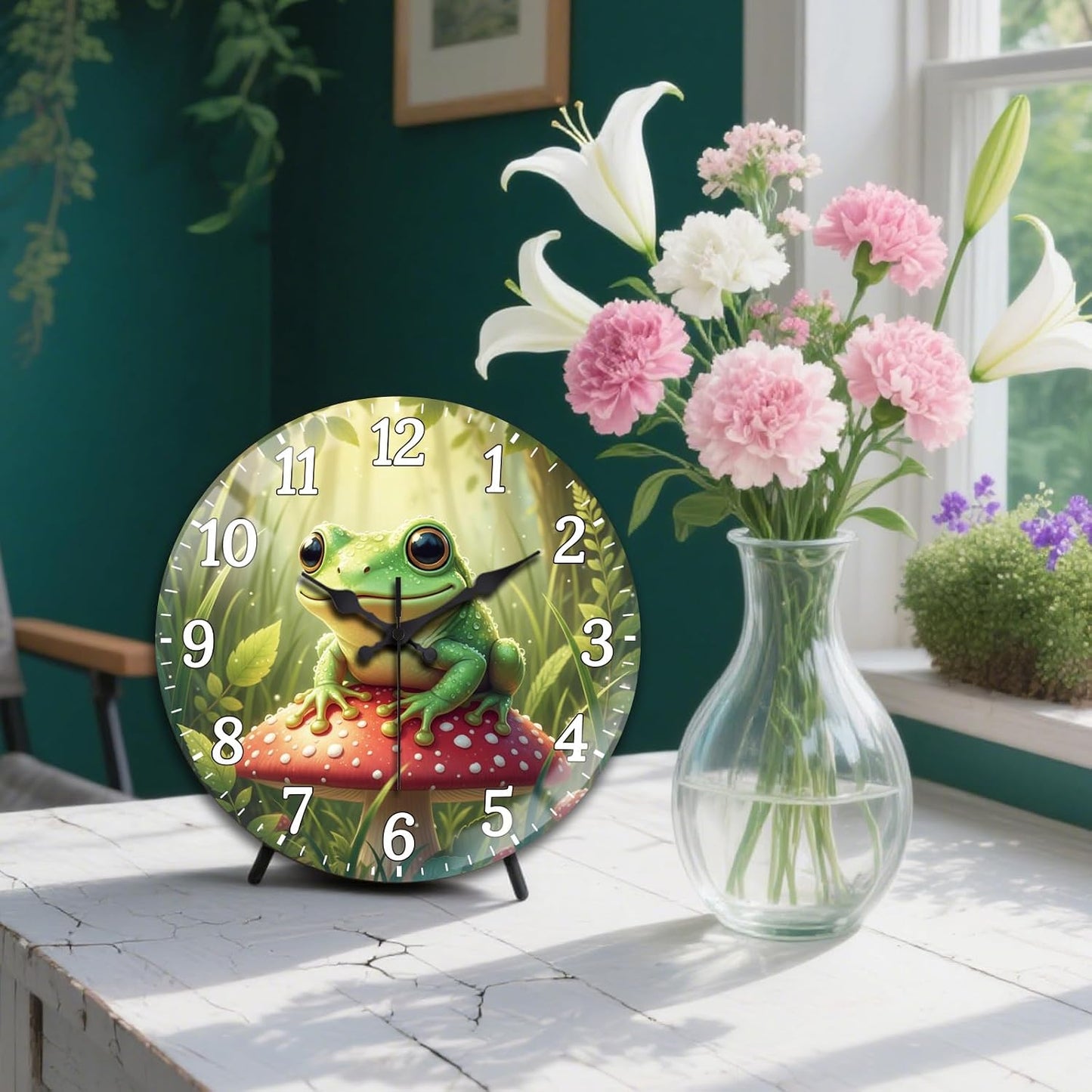 Lemon Wall Clocks Battery Operated, 12" Round Clock | Non Ticking Decorative Clock, Ocean Pattern Glass Design for Living Room, Kitchen, Bedroom & Bathroom Decor