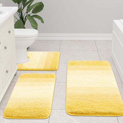 Microfiber Bathroom Rugs, Shaggy Soft and Absorbent Bath Rug, Thick Plush Machine Washable Dry Bath Mats for Bathroom, Tub and Shower, 24x16, Yellow, Rectangular
