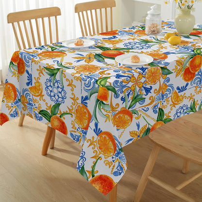 Honellaty Summer Tablecloth for Rectangle Tables, Lemon Print Table Cloth, Spill-Proof Wrinkle Free Polyester Table Cover for Dining, Kitchen, Daily Use, 52x70 Inch
