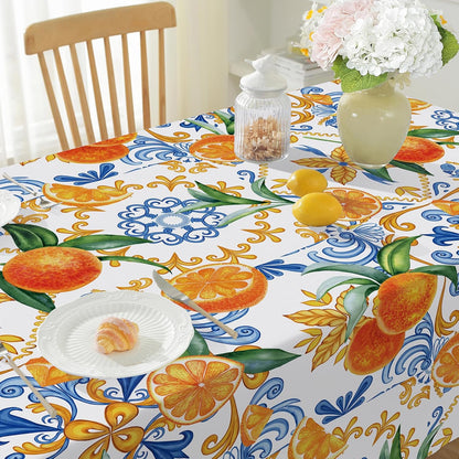 Honellaty Summer Tablecloth for Rectangle Tables, Lemon Print Table Cloth, Spill-Proof Wrinkle Free Polyester Table Cover for Dining, Kitchen, Daily Use, 52x70 Inch