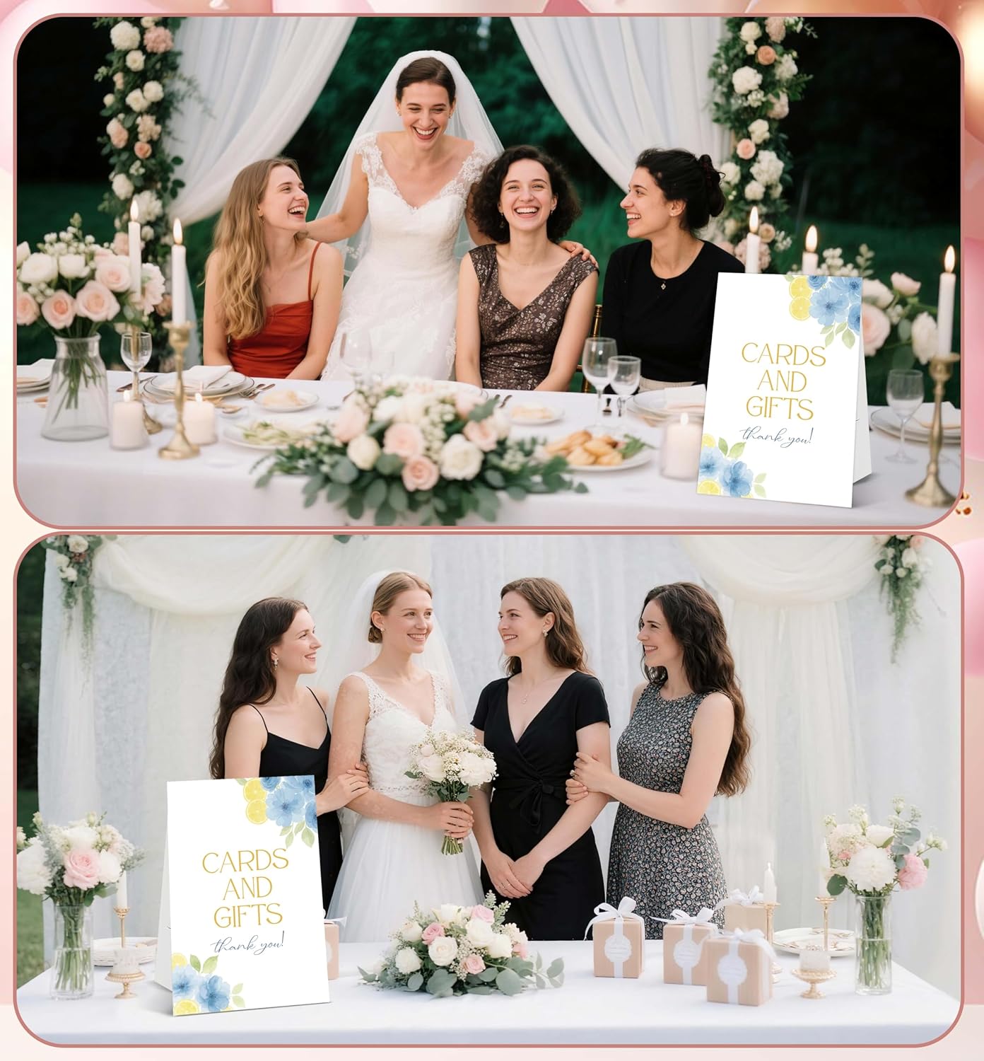 Blue Citrus Bridal Shower Sign, Cards and Gifts Sign, Include One 8×11 Signs with Holder, Lemon Bridal Shower Centerpieces for Tables, Wedding Decor Supplies - SD33
