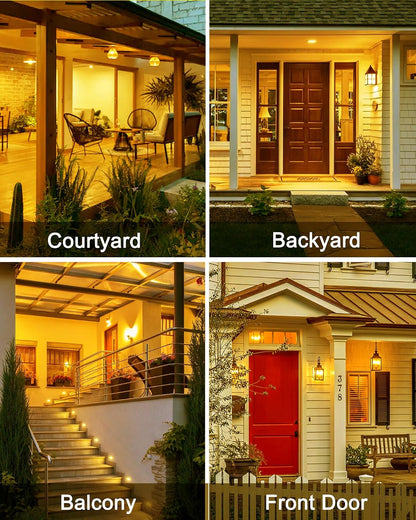 PAR30 Yellow Dusk to Dawn Bug Light Bulbs, 100W Equivalent 12W E26 Base | 1100LM Outdoor LED Flood Lamp, Amber Yellow 110V-130V Auto On/Off for Porch Deck Garden Patio, White Cover, Wet Rated, 2 Pack