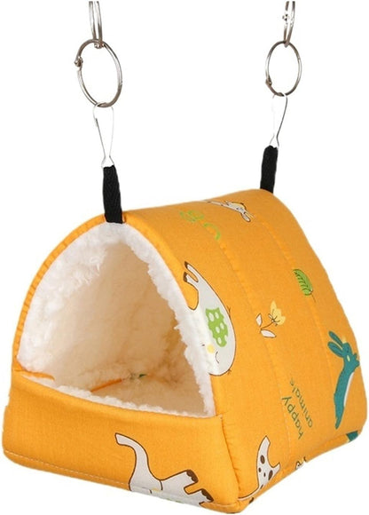 Cotton Small Pet Nest - Warm Sleeping Bag for Hamsters Hedgehogs Parrots(Yellow,S)