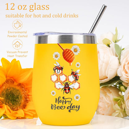 Bee Birthday Gifts for Women - Bee Lover Gift for Happy Bee Day Her Relaxing Spa Box, Inspirational Blanket Tumbler Bath Bomb Sentend Candle Yellow Present for Mom Friends Sister Best Friend Wife
