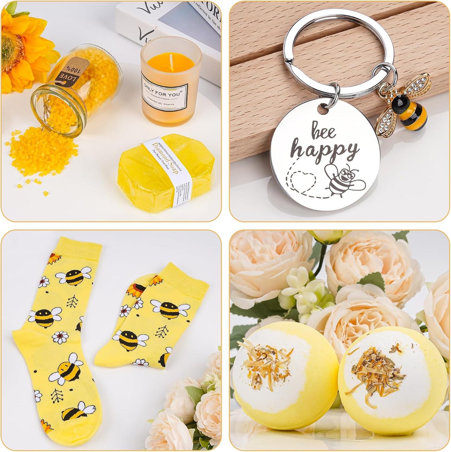 Bee Birthday Gifts for Women - Bee Lover Gift for Happy Bee Day Her Relaxing Spa Box, Inspirational Blanket Tumbler Bath Bomb Sentend Candle Yellow Present for Mom Friends Sister Best Friend Wife