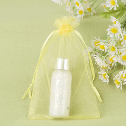 50 Count Sheer Organza Mesh Drawstring Gift Bags Yellow 4x6 Inch | Easter Baby Shower Christmas Rustic Wedding Party Favors Bridal Shower Birthday Clear Net Pouches for Jewelry Organizer Candy