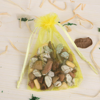 50 Count Sheer Organza Mesh Drawstring Gift Bags Yellow 4x6 Inch | Easter Baby Shower Christmas Rustic Wedding Party Favors Bridal Shower Birthday Clear Net Pouches for Jewelry Organizer Candy