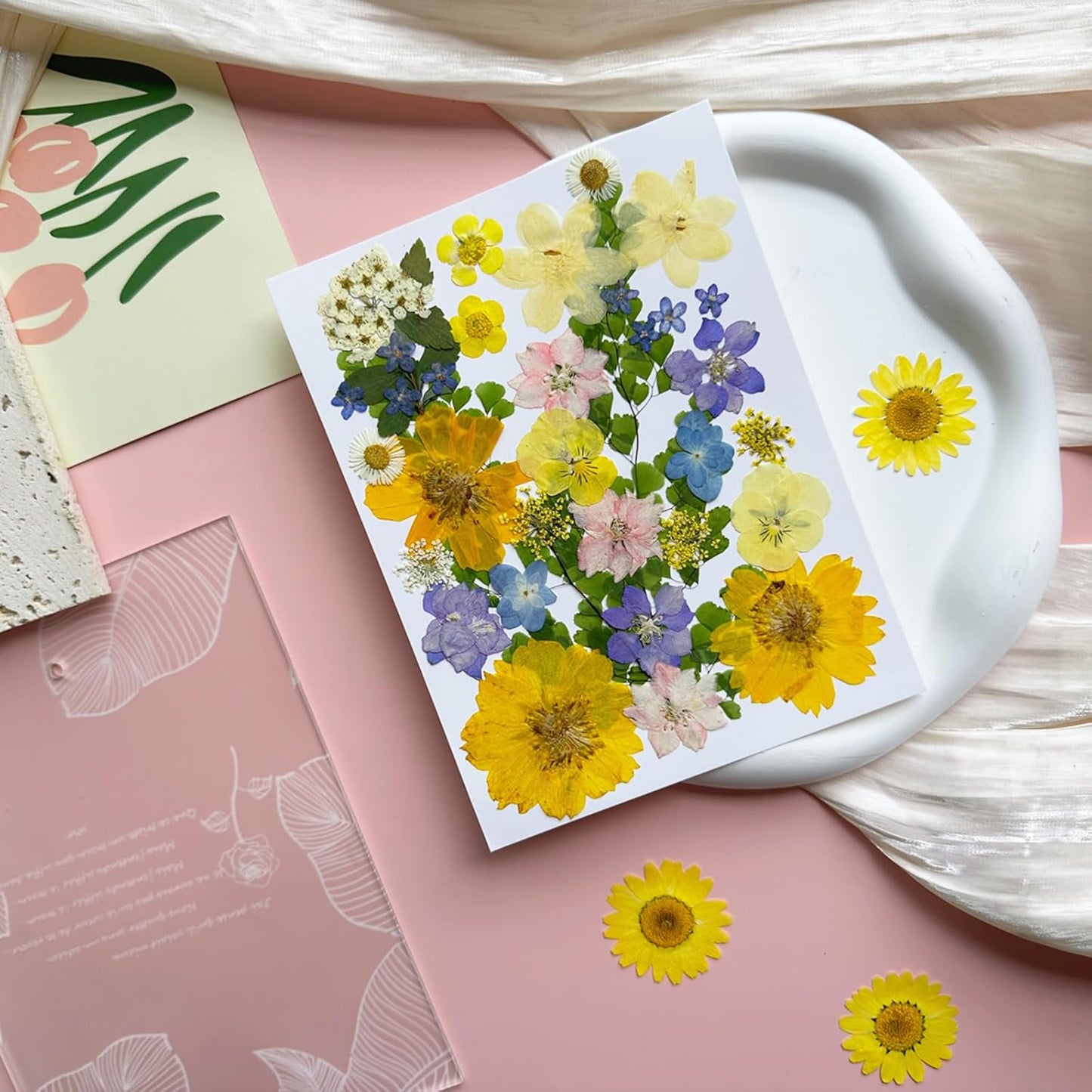 34Pcs Pressed Dried Flowers for Resin, Assorted Real Natural Bulk Dry Leaves for DIY Art Crafts, Epoxy Molds, Jewelry, Soap, Candle Making, Nails Decors