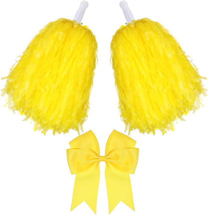 3 Pcs 10 in Cheerleading Pom Poms and Large Cheerleader Hair Bow Cheer Pompoms Cheerleading Accessories for Sport Events Dance Party Basketball Football Team