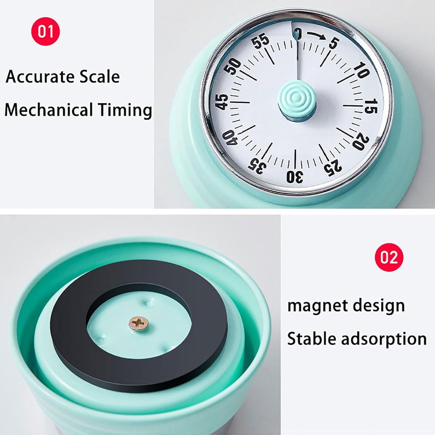 Elegant Stainless Steel Vintage Kitchen Timer with Magnetic Attachment - 60-Minute Countdown & Audible Alarm, Perfect for Cooking, Office Tasks, and Study Sessions (01-Yellow)