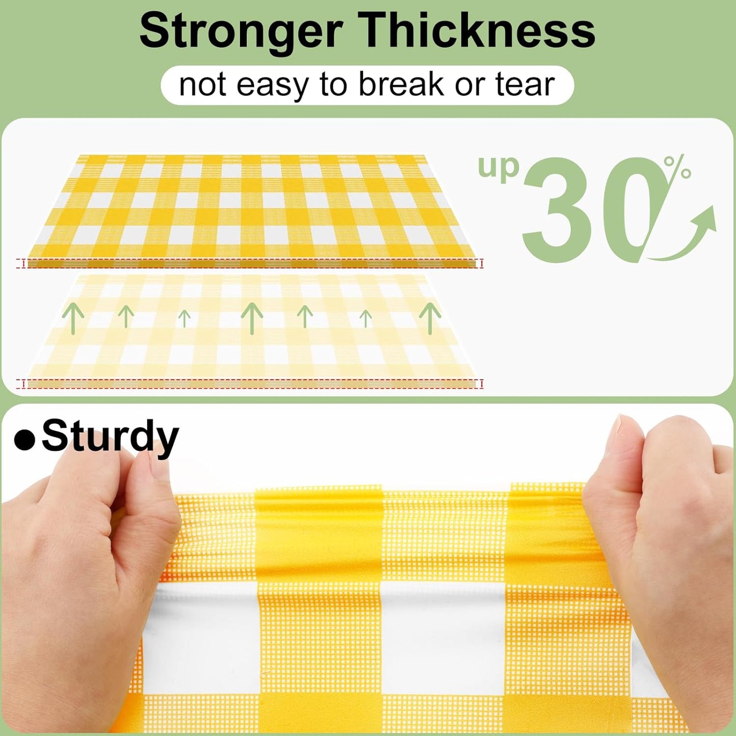 6 Packs Buffalo Disposable Table Cloth, 54 x 108 Inch Waterproof Plastic Tablecloth, Rectangle Yellow and White Checkered Table Covers for Picnic, Birthday, Party, Back to School