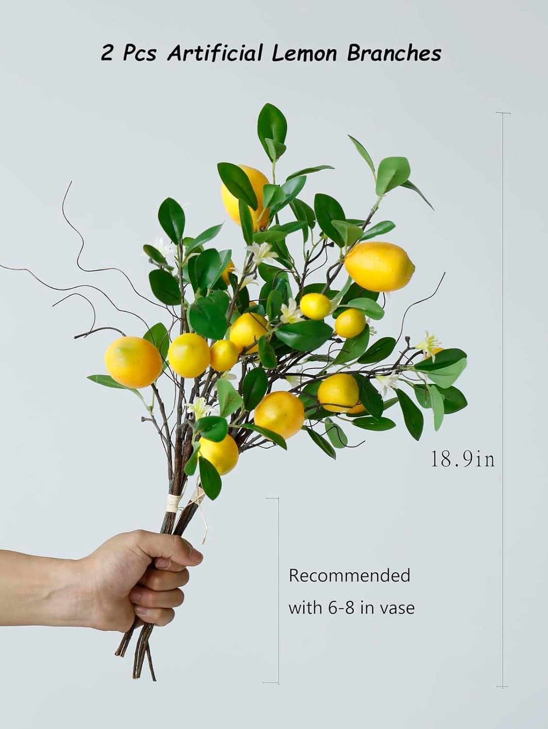 2 Bunches Artificial Lemons Branches Faux Lemons Fruit with Stem Fake Lemon Decoration for Kitchen Farmhouse Decor (Yellow)…