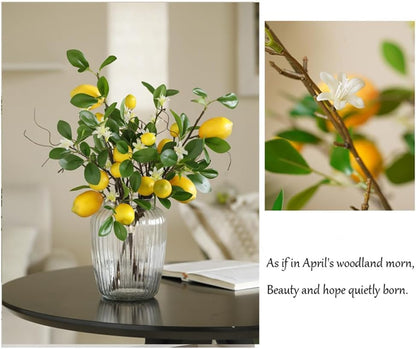 2 Bunches Artificial Lemons Branches Faux Lemons Fruit with Stem Fake Lemon Decoration for Kitchen Farmhouse Decor (Yellow)…
