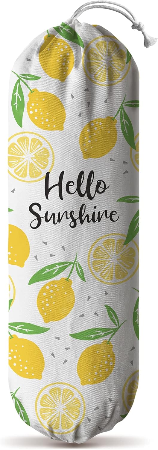 Lemon Grocery Bags Holder,Sunshine Plastic Bags Storage Organizer,Cute Yellow Lemon Kitchen Décor