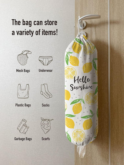 Lemon Grocery Bags Holder,Sunshine Plastic Bags Storage Organizer,Cute Yellow Lemon Kitchen Décor