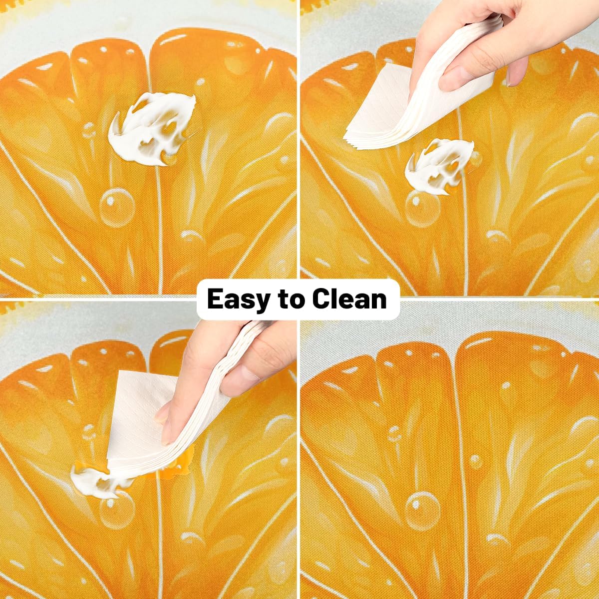 Round Table Cloth Orange Lemon Slice Pattern Waterproof Polyester Tablecloth Wrinkle Resistant Table Cover for Kitchen Party Home