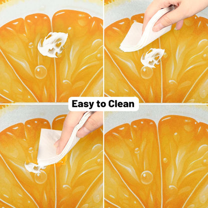 Round Table Cloth Orange Lemon Slice Pattern Waterproof Polyester Tablecloth Wrinkle Resistant Table Cover for Kitchen Party Home