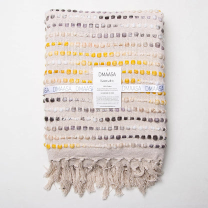 Cream Cotton Cable Knit Throw Blanket for Couch Sofa Bed, Home Decorative Lightweight Woven Throw Blankets (Cotton, Yellow Black)