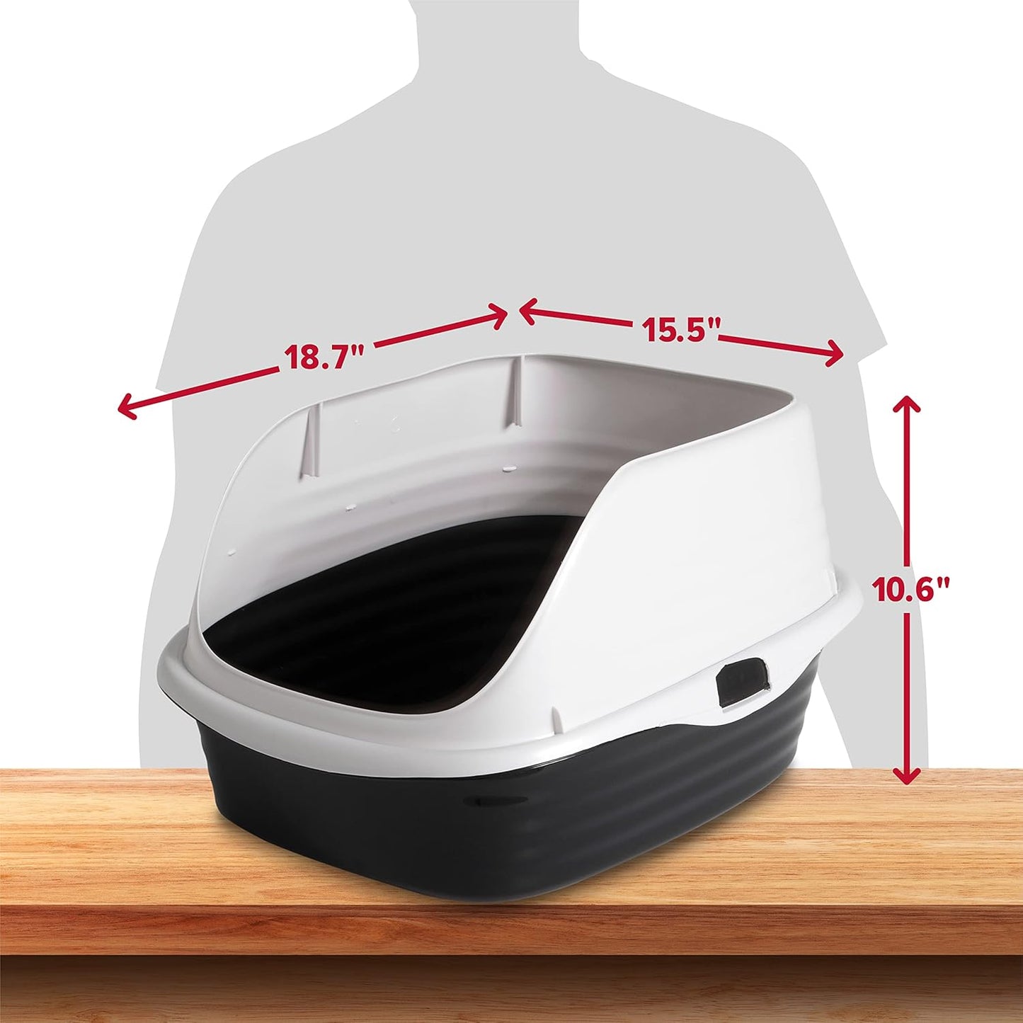 Rimmed Cat Litter Box with High Sides and Microban, Made in USA | Tall sturdy walls help contain spray, scatter and spills, easy everyday scooping, durable tray suits messy diggers at home