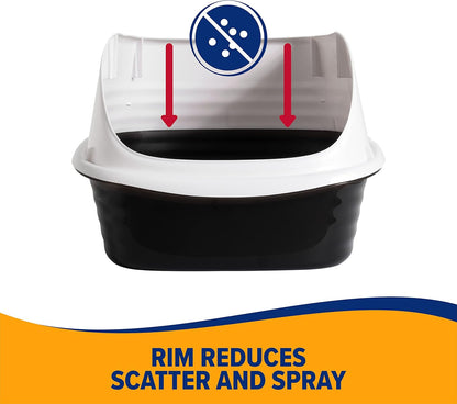 Rimmed Cat Litter Box with High Sides and Microban, Made in USA | Tall sturdy walls help contain spray, scatter and spills, easy everyday scooping, durable tray suits messy diggers at home