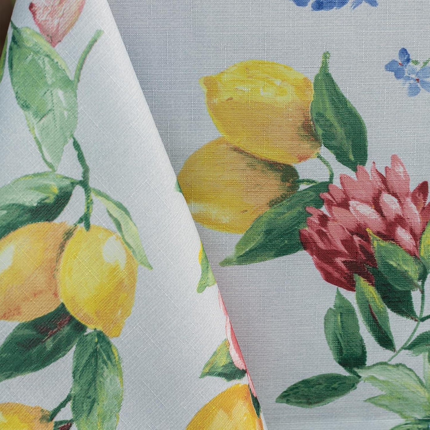 Spillproof Spring/Summer Durable Heavyweight Fabric Indoor Outdoor Tablecloth, Washable Table Cloth for Rectangle Tables, Picnic/Patio Table Covers (60" x 84" Rectangular, Lemon Bouquet)