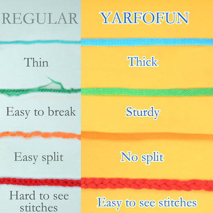 Bright Series Cotton Crochet Yarn - Blue, Green, Pink, Red, Yellow, Orange - Easy-to-See Stitches for Beginners