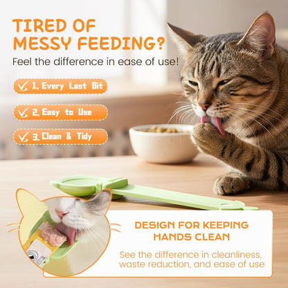 Lickable Cat Treat Spoon Kitten Strip Squeeze Spoons, Beige+Green+Yellow | Pet Food Dispenser for Wet Food & Tube Treats