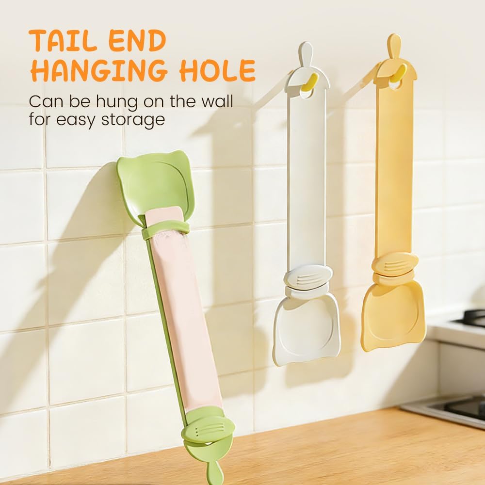 Lickable Cat Treat Spoon Kitten Strip Squeeze Spoons, Beige+Green+Yellow | Pet Food Dispenser for Wet Food & Tube Treats