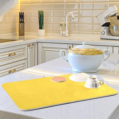 Dish Drying Mat for Kitchen Counter Absorbent Microfiber Dry Dishes Mats Drainer Counter Mat Yellow Drying Dish Pad 16 x 18 Inch for Countertops Decor