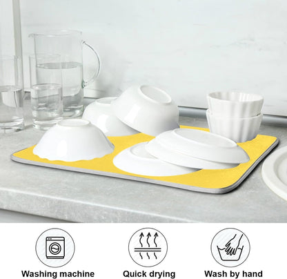 Dish Drying Mat for Kitchen Counter Absorbent Microfiber Dry Dishes Mats Drainer Counter Mat Yellow Drying Dish Pad 16 x 18 Inch for Countertops Decor