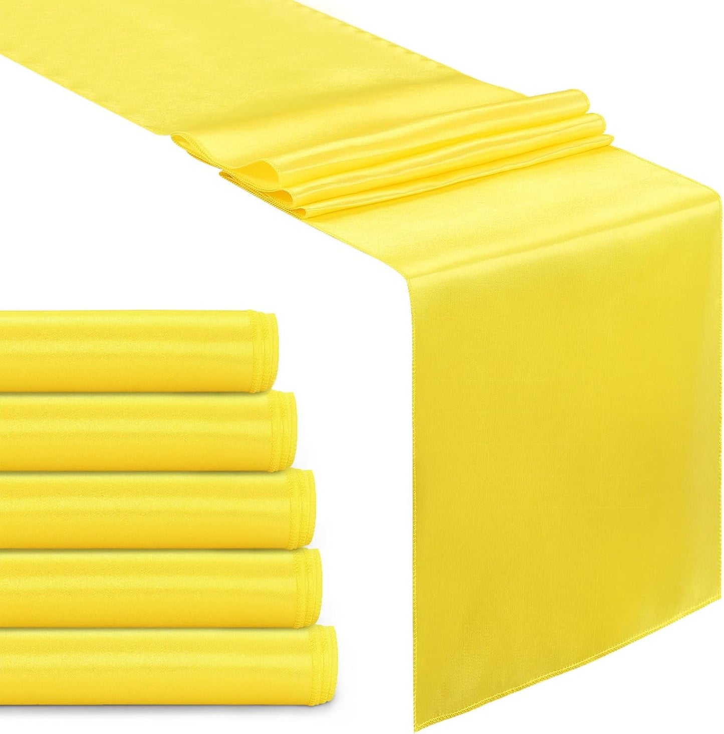 Yellow Table Runner Satin Table Runners Wedding Table Runners Silk Smooth Fabric for Easter Party Decorations 5 Pack 12x108 inch Yellow