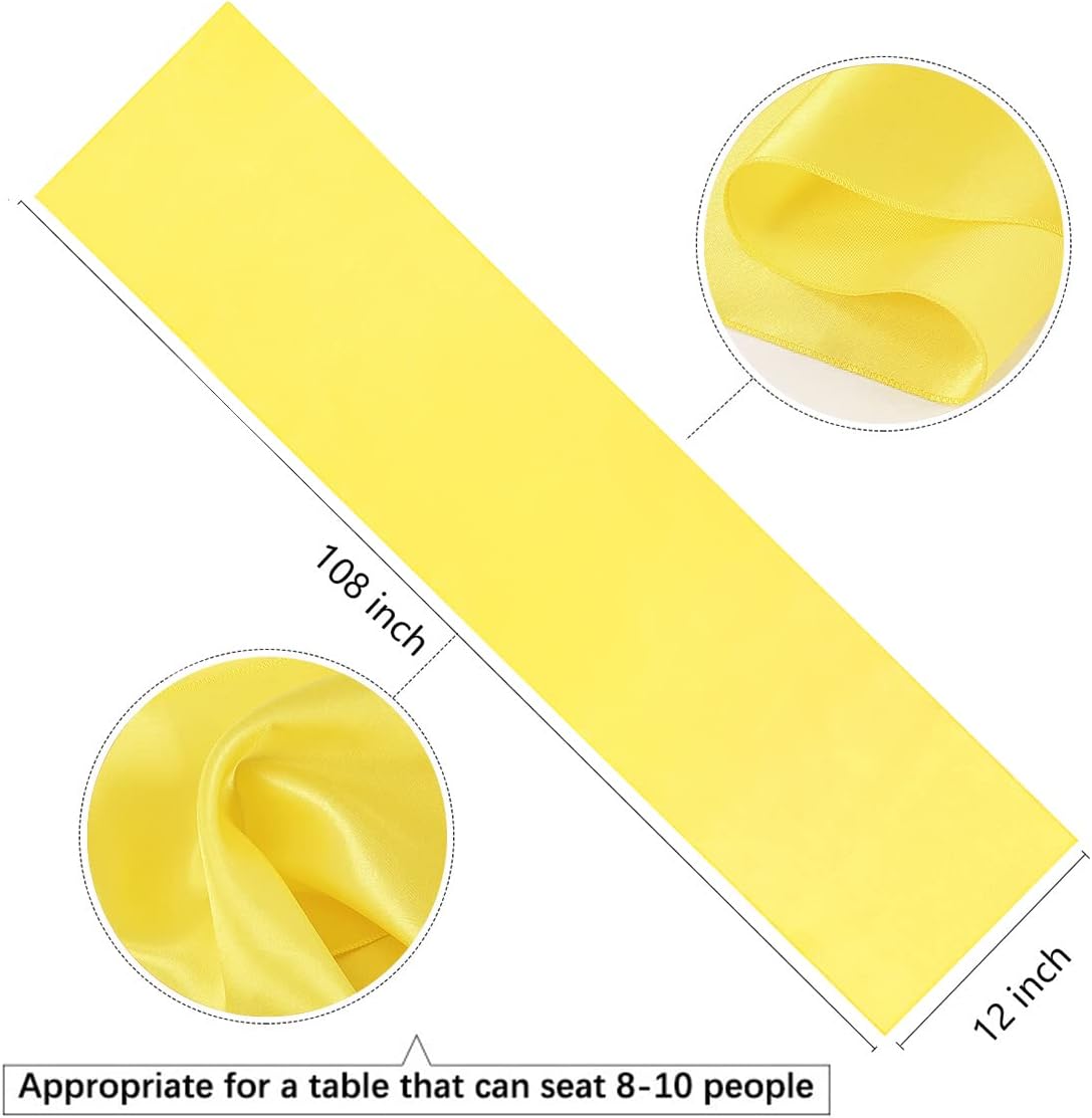 Yellow Table Runner Satin Table Runners Wedding Table Runners Silk Smooth Fabric for Easter Party Decorations 5 Pack 12x108 inch Yellow