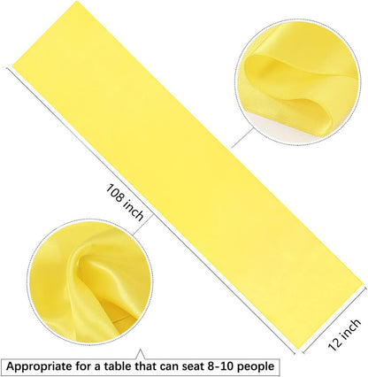Yellow Table Runner Satin Table Runners Wedding Table Runners Silk Smooth Fabric for Easter Party Decorations 5 Pack 12x108 inch Yellow