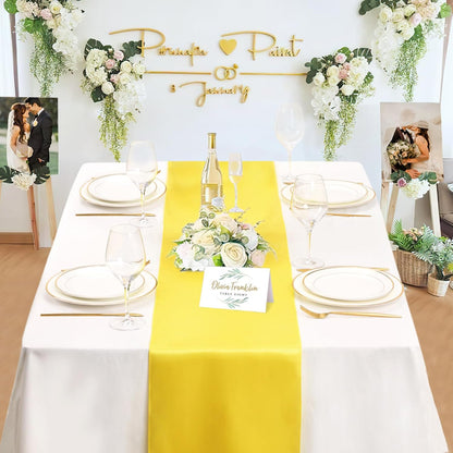 Yellow Table Runner Satin Table Runners Wedding Table Runners Silk Smooth Fabric for Easter Party Decorations 5 Pack 12x108 inch Yellow