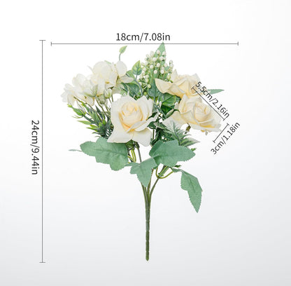 Artificial Flowers Fake Peony Silk Mini Plastic Bridal Flowers for DIY Wedding Bouquets Home Decorations 4 Packs(Light Yellow)