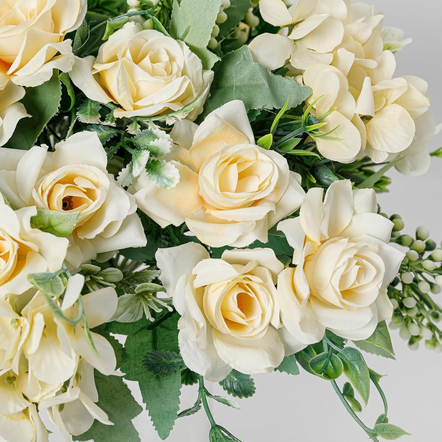 Artificial Flowers Fake Peony Silk Mini Plastic Bridal Flowers for DIY Wedding Bouquets Home Decorations 4 Packs(Light Yellow)