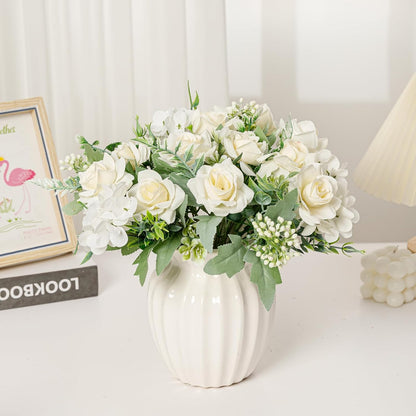 Artificial Flowers Fake Peony Silk Mini Plastic Bridal Flowers for DIY Wedding Bouquets Home Decorations 4 Packs(Light Yellow)